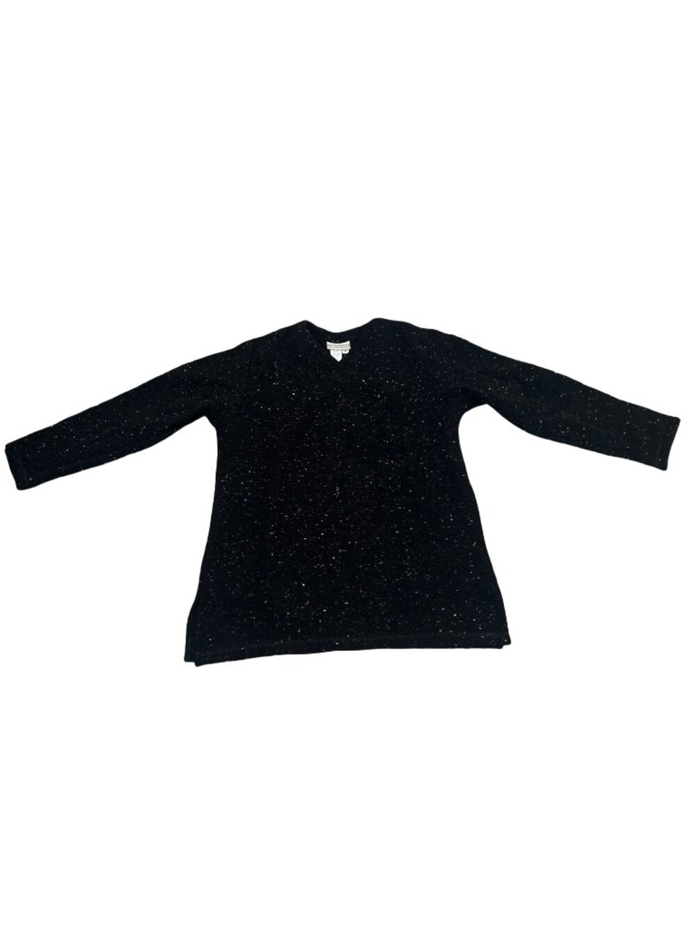 Rare VTG Coldwater Creek Black Multi Confetti V-Neck Pullover Sweater Small NWT